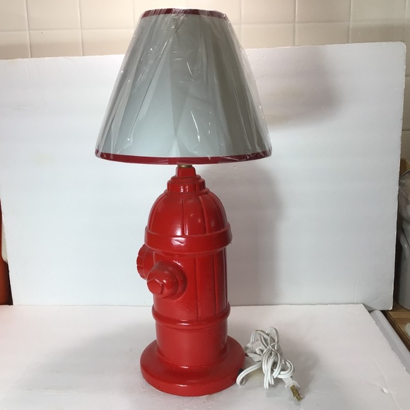 BRIGHT RED CERAMIC FIRE HYDRANT LAMP - Picture 2 of 4